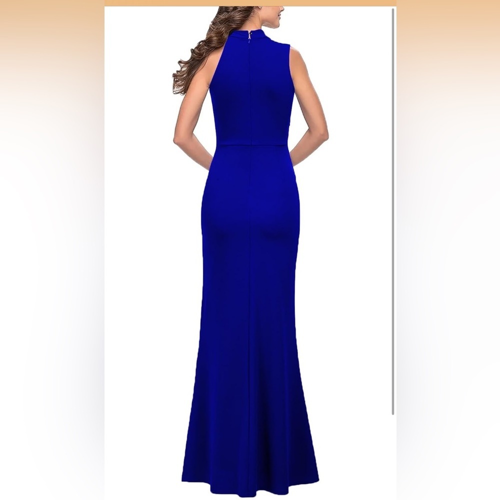 Elegant Royal Blue Maxi Dress with Thigh Slit - Picture 4 of 4